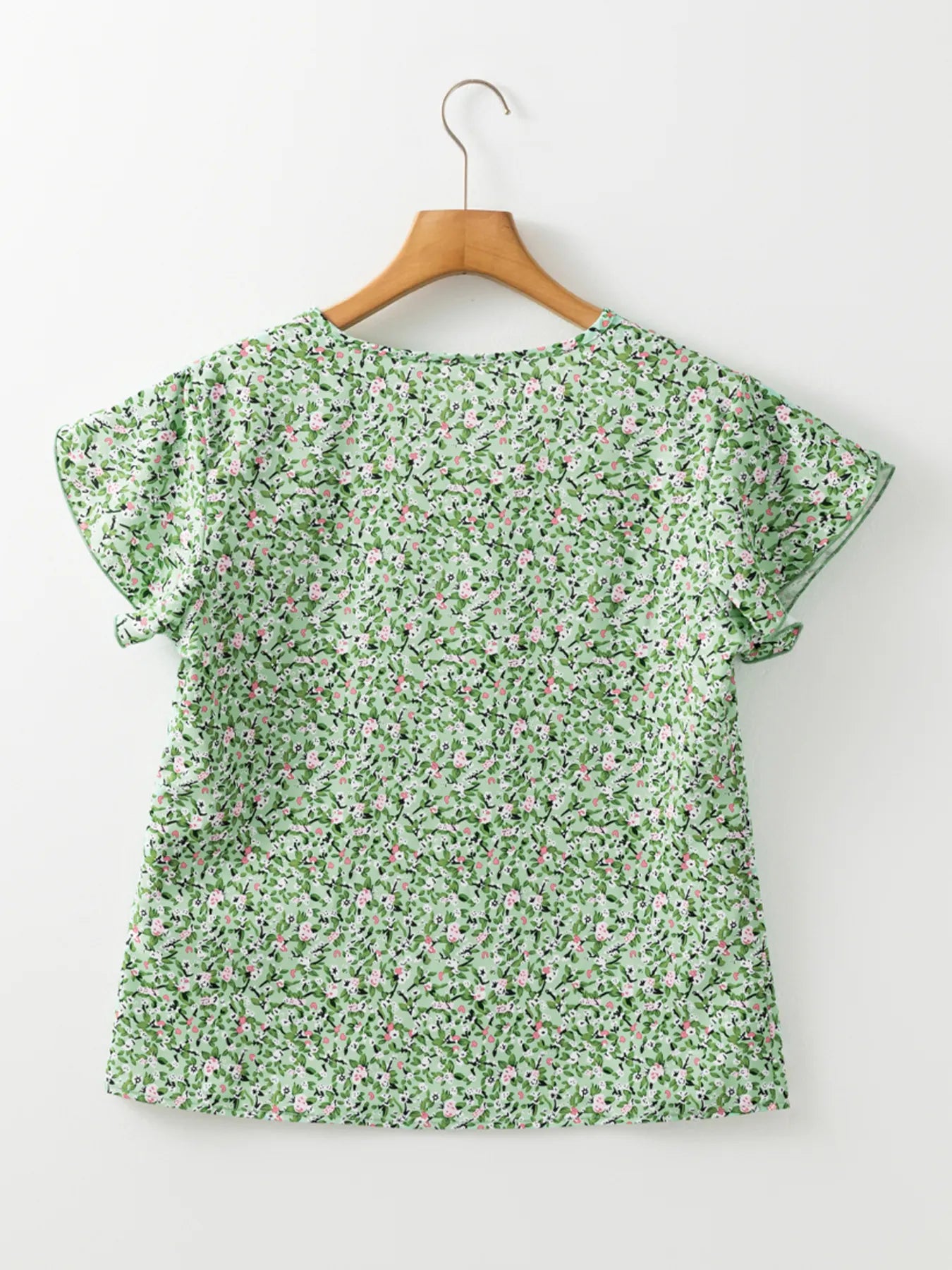 Floral Print V-Neck Short Sleeve Blouse