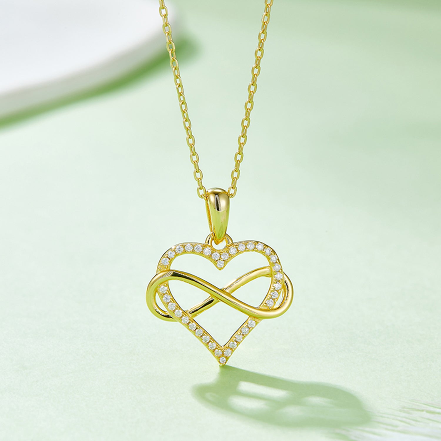 Moissanite 925 Sterling Silver Heart Shape Necklace Gold One Size