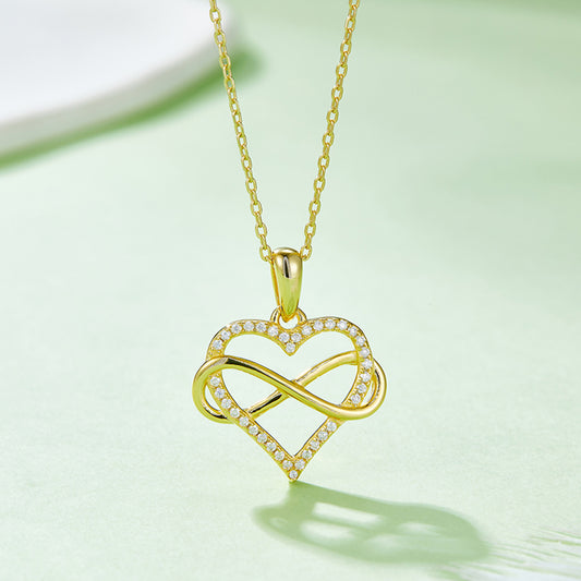 Moissanite 925 Sterling Silver Heart Shape Necklace Gold One Size