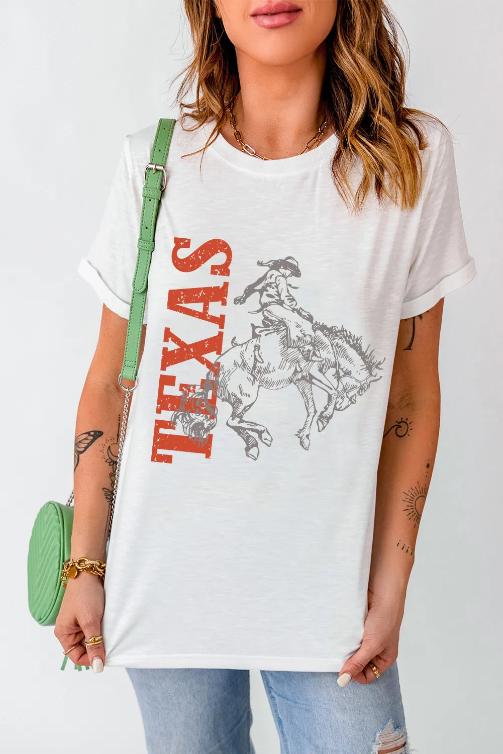 Graphic Round Neck Short Sleeve T-Shirt White