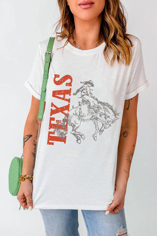 Graphic Round Neck Short Sleeve T-Shirt White