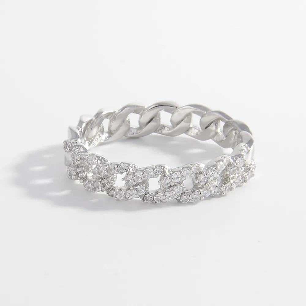 925 Sterling Silver Inlaid Zircon Ring Silver