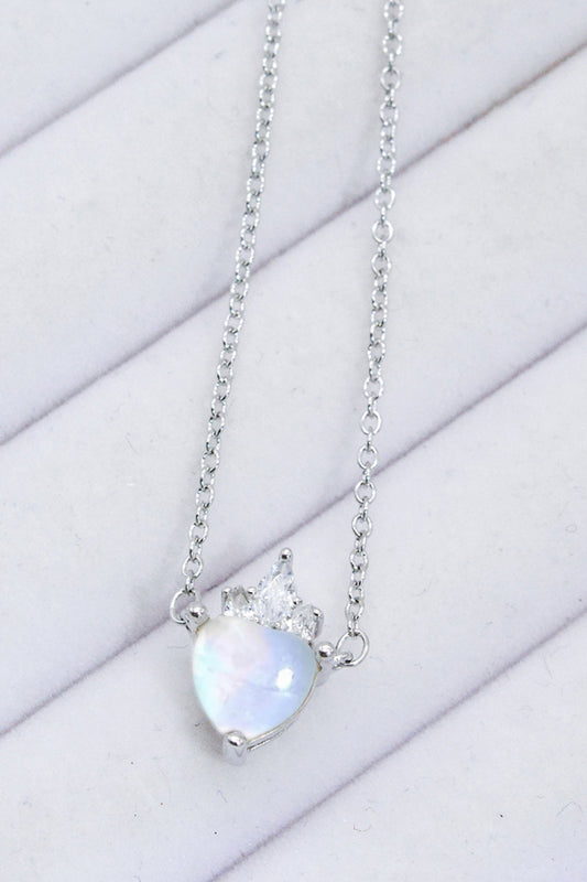 925 Sterling Silver Moonstone Heart Pendant Necklace Moonstone One Size
