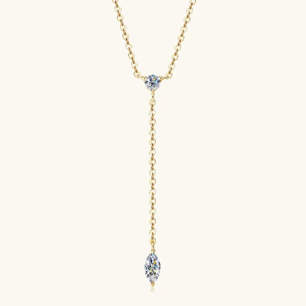 Moissanite 925 Sterling Silver Necklace Gold One Size