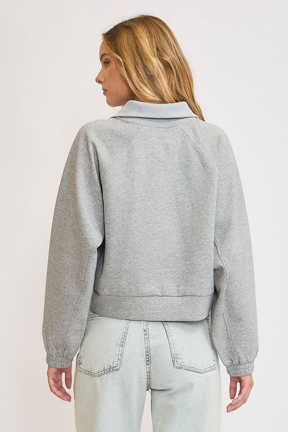 Umgee Full Size Half Zip Cropped Sweatshirt Plus Size