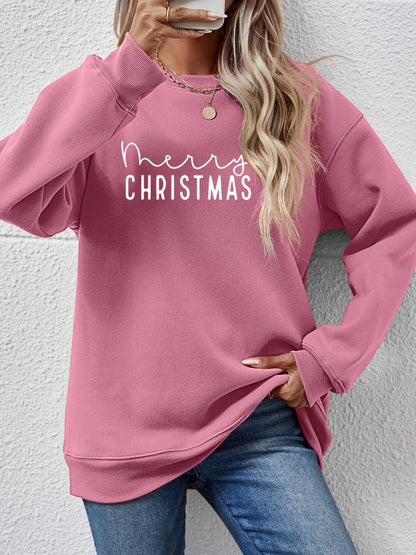 MERRY CHRISTMAS Dropped Shoulder Sweatshirt Moonlit Mauve