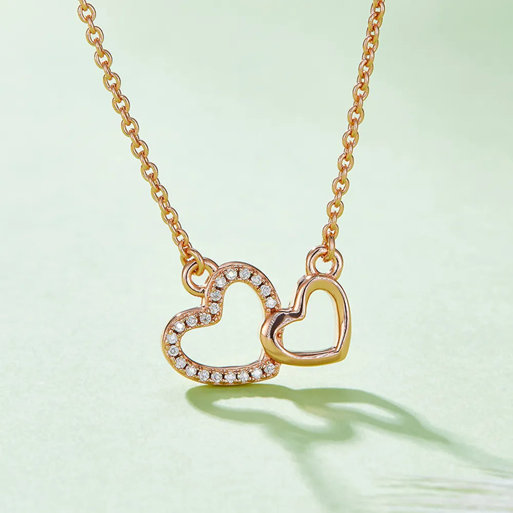 Moissanite 925 Sterling Silver Heart Necklace Rose Gold One Size