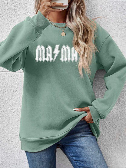 Letter Graphic Dropped Shoulder Sweatshirt Sage