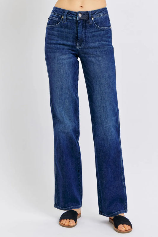 Judy Blue Full Size Tummy Control Straight Jeans Plus Size Dark