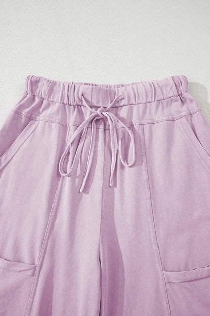 Wide-Leg Cargo Pants with Drawstring Waist