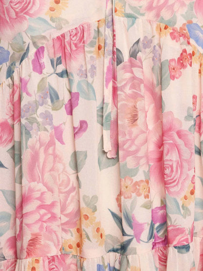 Floral Print Sleeveless Tiered Mini Dress