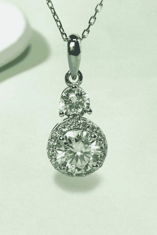 1 Carat Moissanite 925 Sterling Silver Pendant Necklace Silver One Size