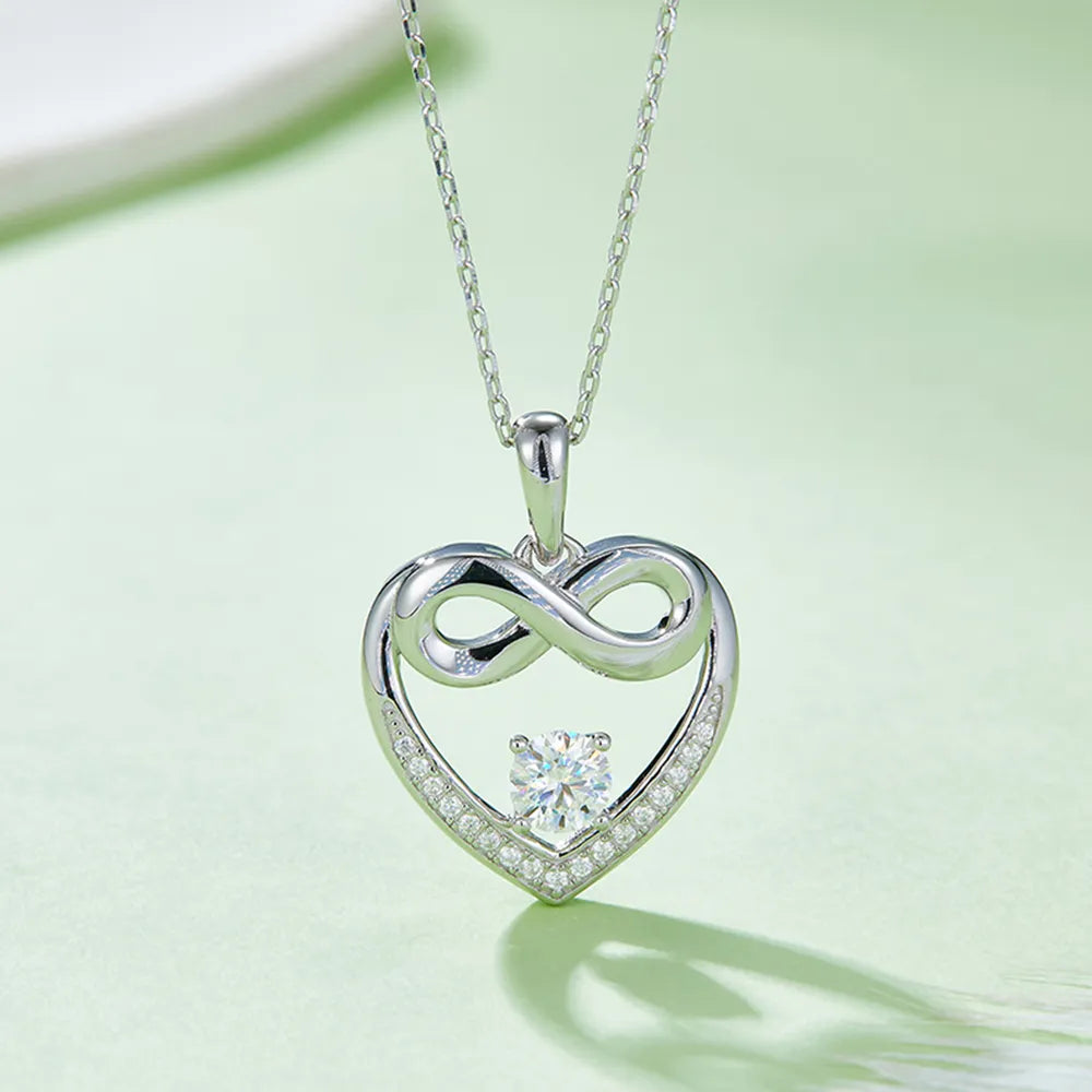 Moissanite 925 Sterling Silver Heart Necklace Silver One Size
