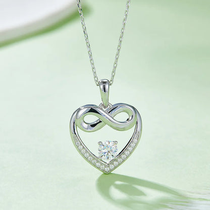 Moissanite 925 Sterling Silver Heart Necklace Silver One Size