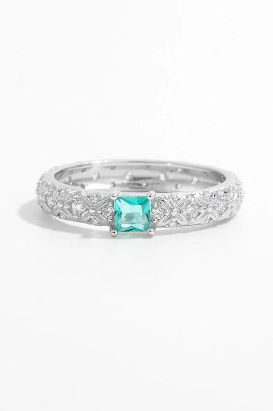 925 Sterling Silver Square Zircon Ring Silver