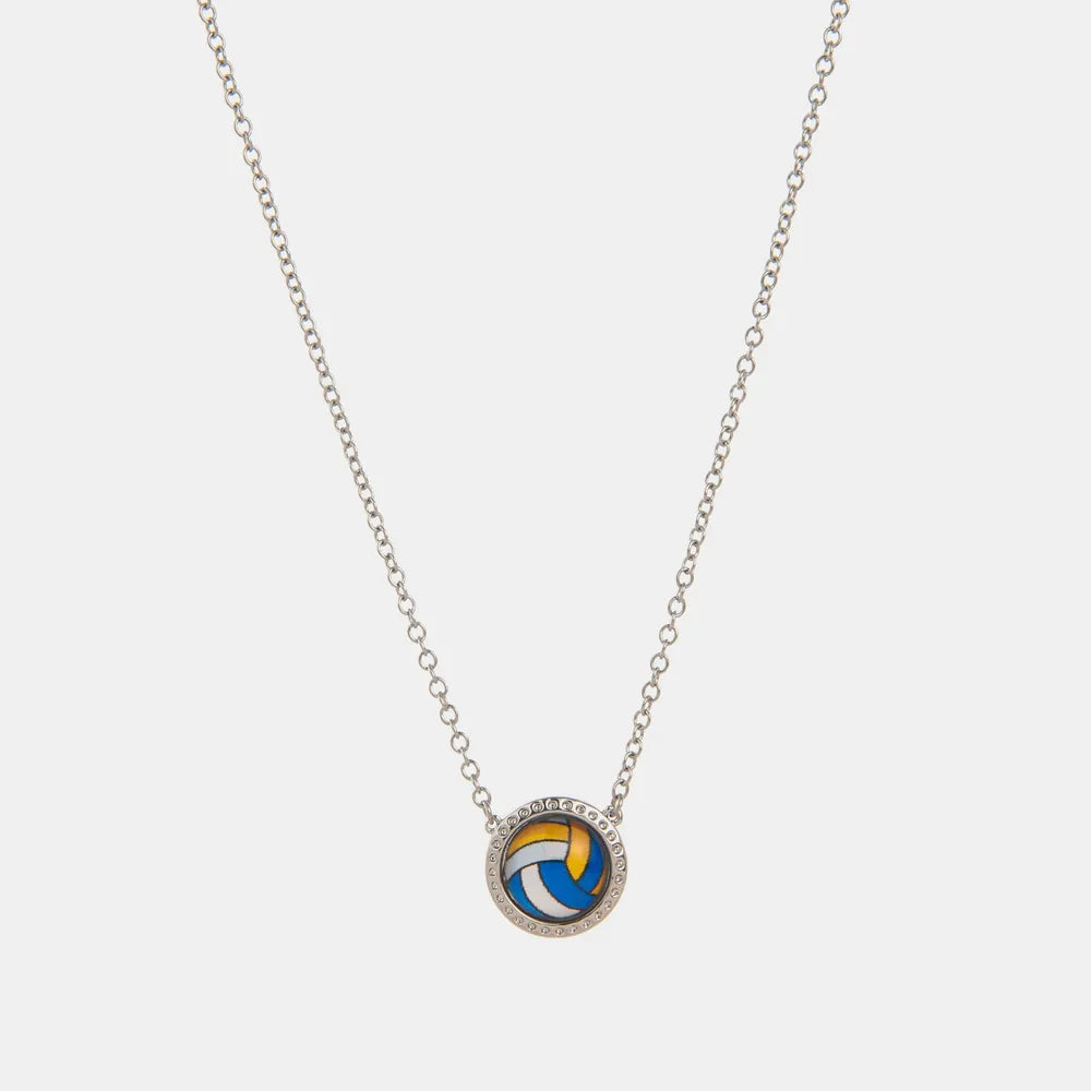 Sporty Element Resin Necklace Blue Volleyball Silver One Size
