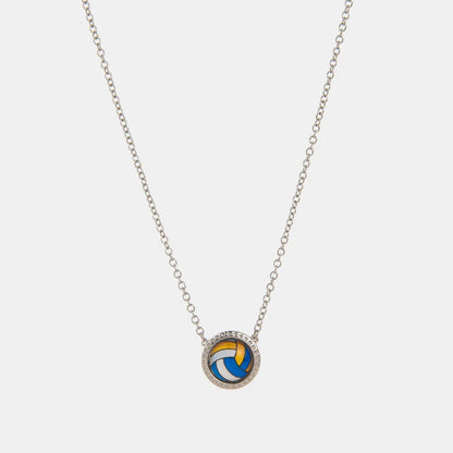 Sporty Element Resin Necklace Blue Volleyball Silver One Size