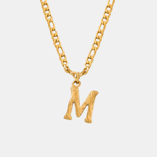 Titanium Steel Letter Pendant Necklace Style M One Size