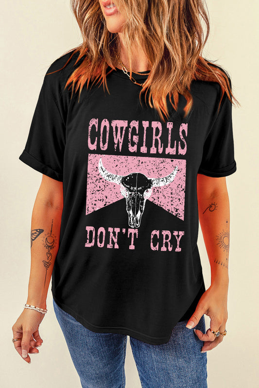 Graphic Round Neck Short Sleeve T-Shirt Black