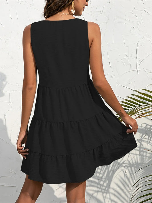 V-Neck Sleeveless Mini Dress