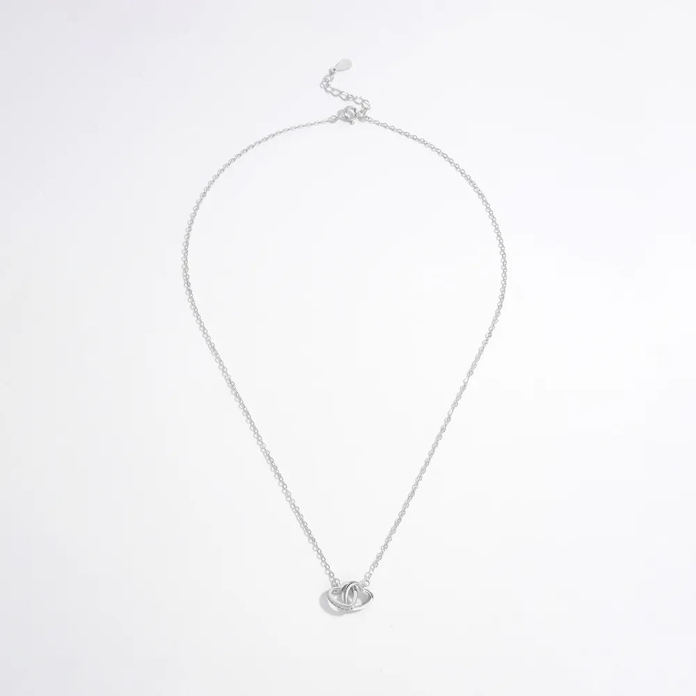 925 Sterling Silver Inlaid Zircon Heart Necklace