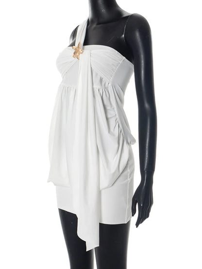 Ruched One-Shoulder Mini Dress
