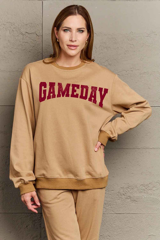 Simply Love Simply Love Full Size GAMEDAY Graphic Sweatshirt Mocha