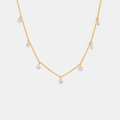 Stainless Steel Rhinestone Pendant Necklace Gold One Size