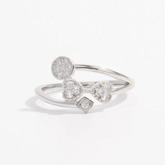 925 Sterling Silver Inlaid Zircon Ring Silver