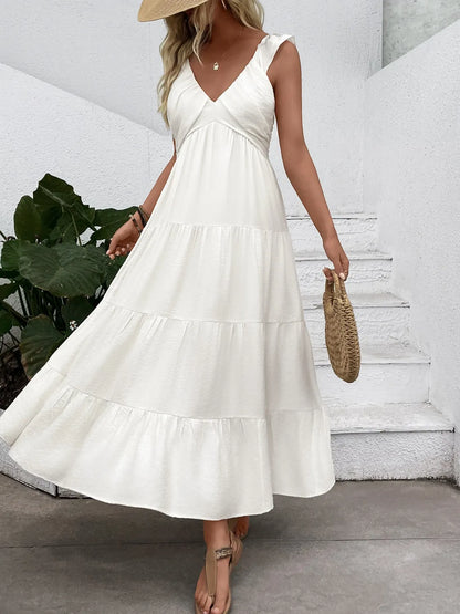 V-Neck Sleeveless Tiered Dress