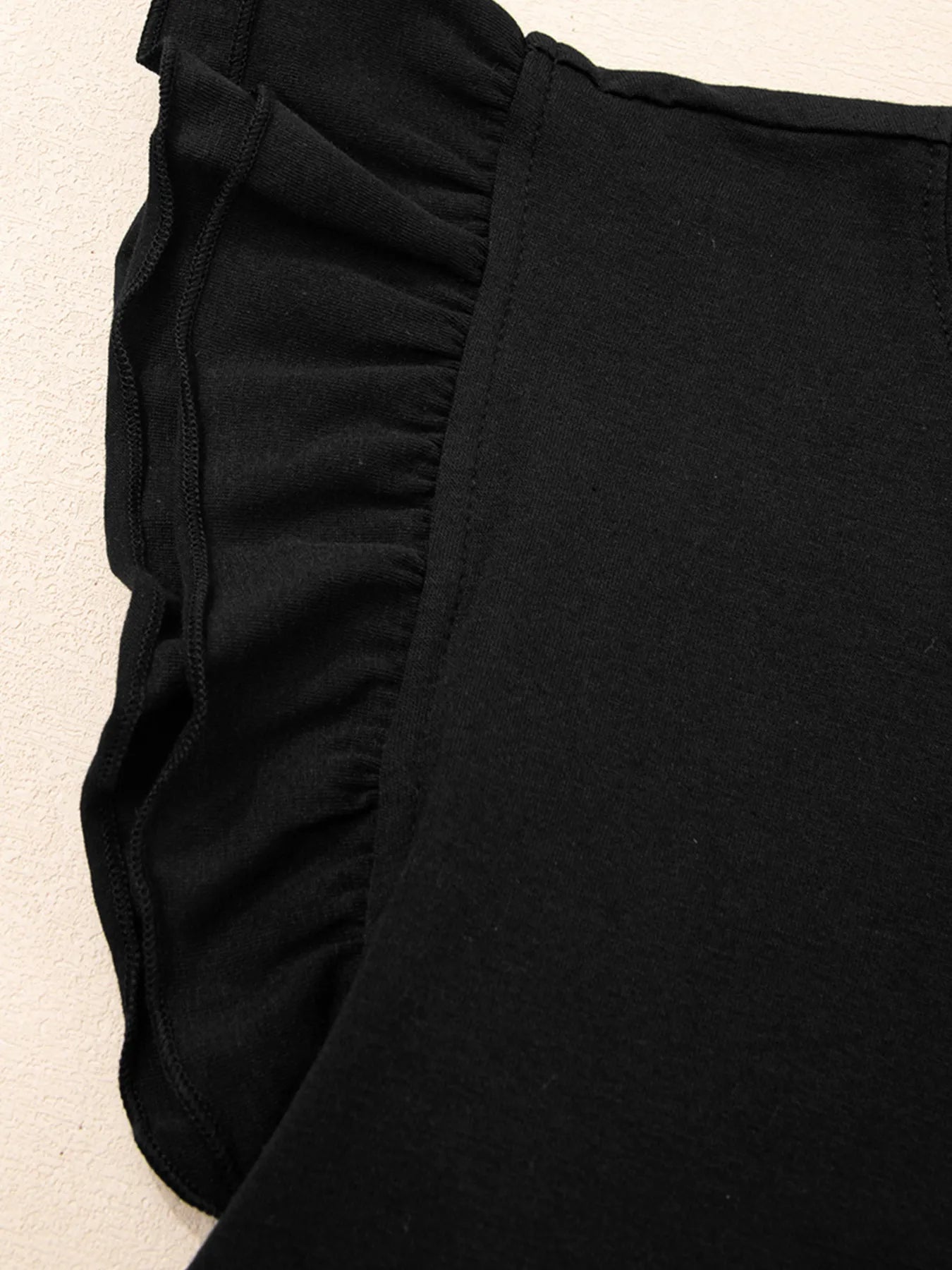 Ruffled Crew Neck Slim Fit Top