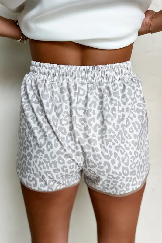 Leopard Print Drawstring Casual Shorts