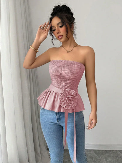Flower Smocked Tube Top