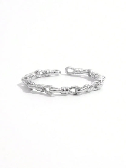 925 Sterling Silver Knot Shape Open Ring Silver