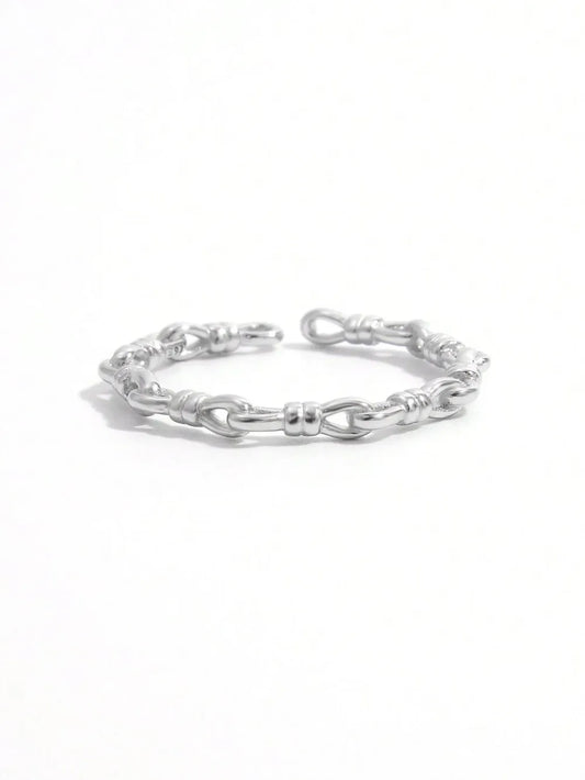 925 Sterling Silver Knot Shape Open Ring Silver