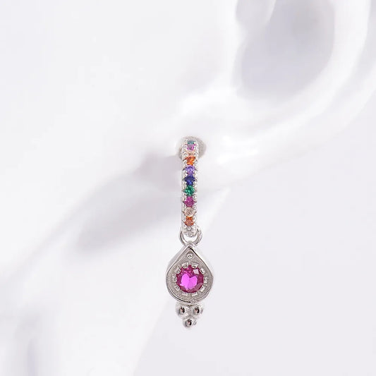 925 Sterling Silver Inlaid Zircon Earrings Silver One Size