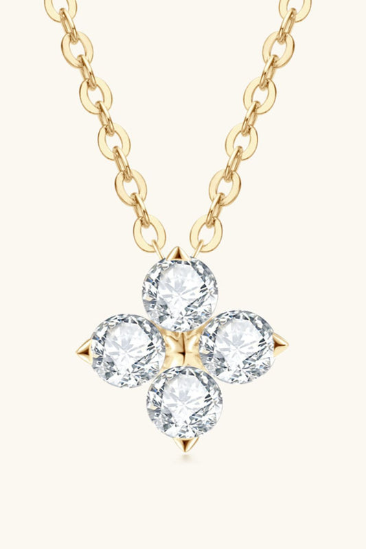 Moissanite Four Leaf Clover Pendant Necklace Gold One Size