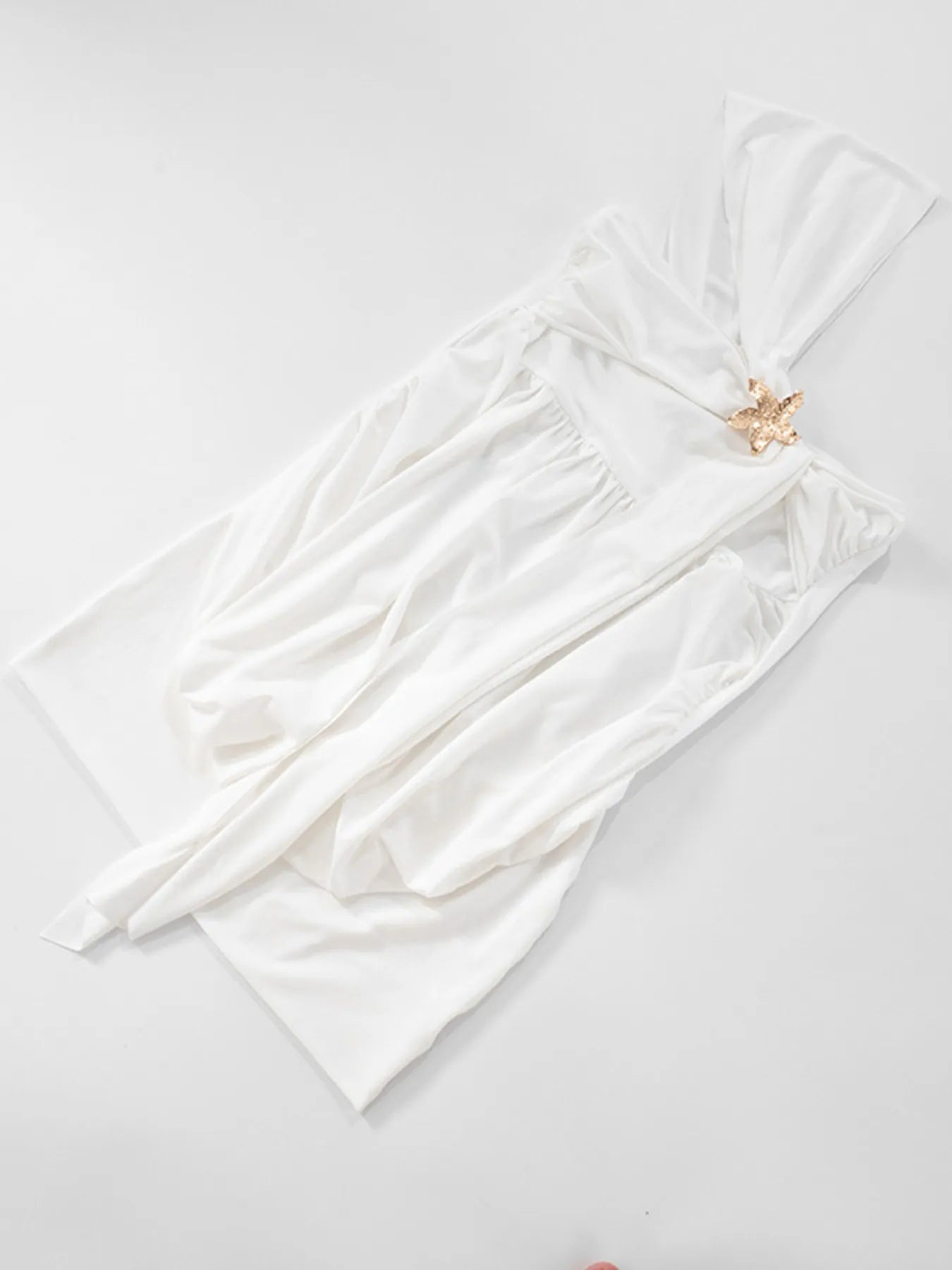 Ruched One-Shoulder Mini Dress