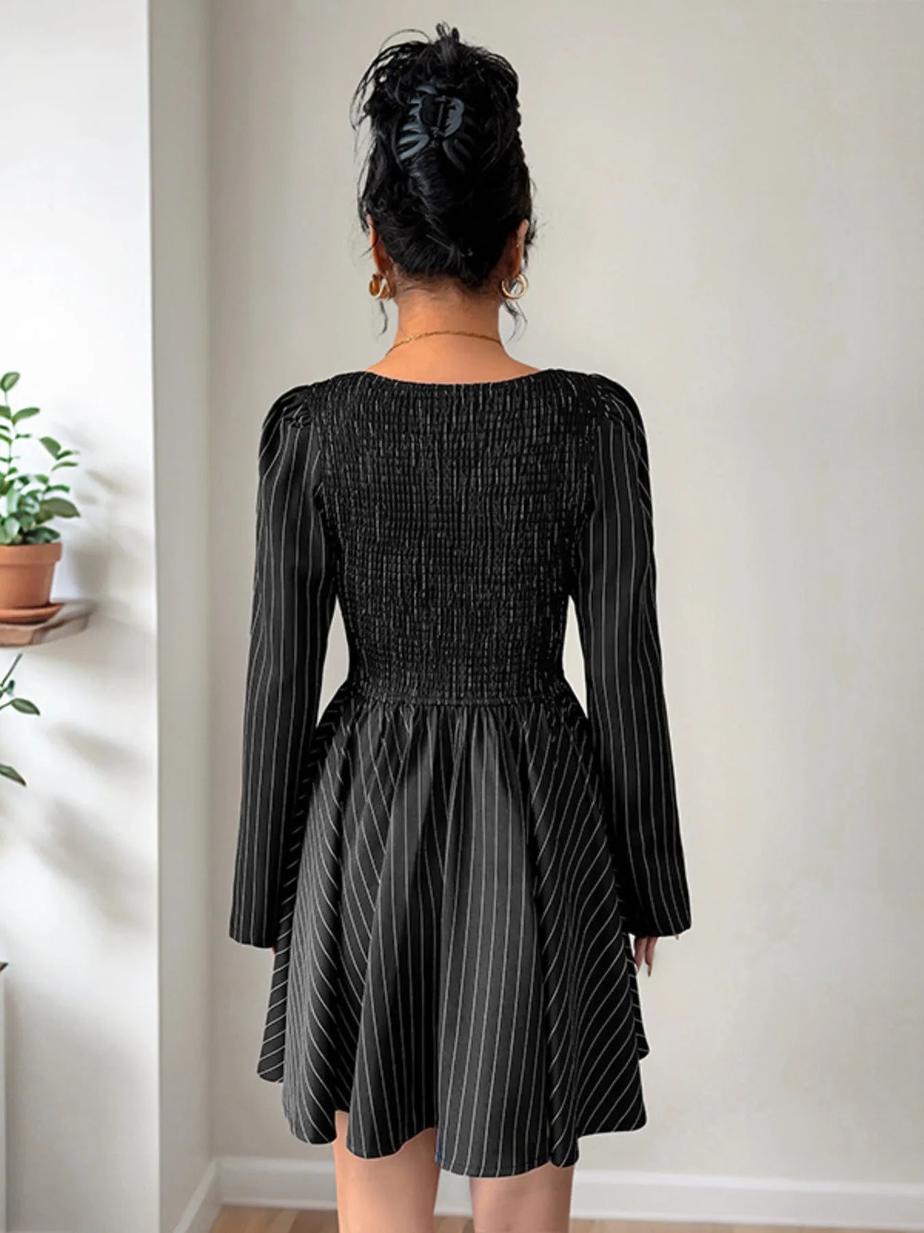 Striped Long Sleeve Mini Dress