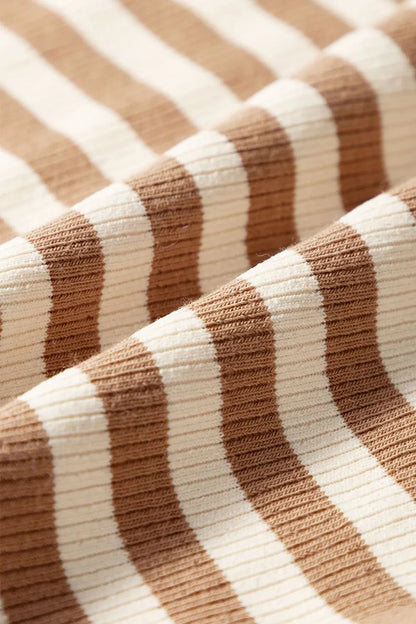 Stripe Exposed Seam Trim Round Neck Sleeveless Top