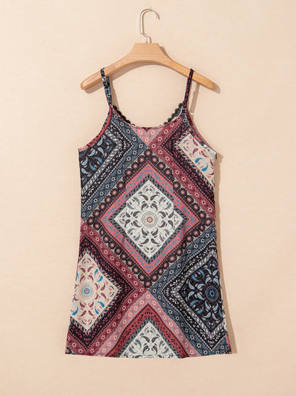Geometric Paisley Print Cami Mini Dress