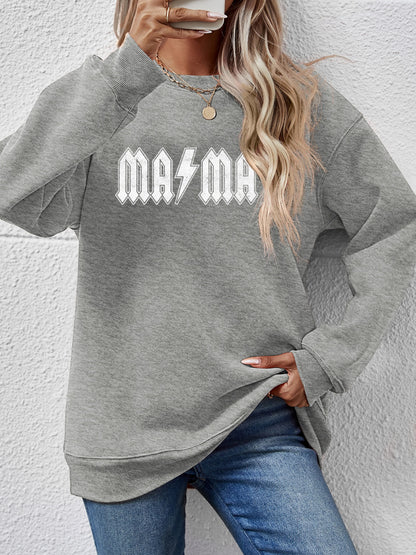 Letter Graphic Dropped Shoulder Sweatshirt Charcoal