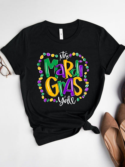 IT'S MARDI GRAS Y'ALL Round Neck T-Shirt Black