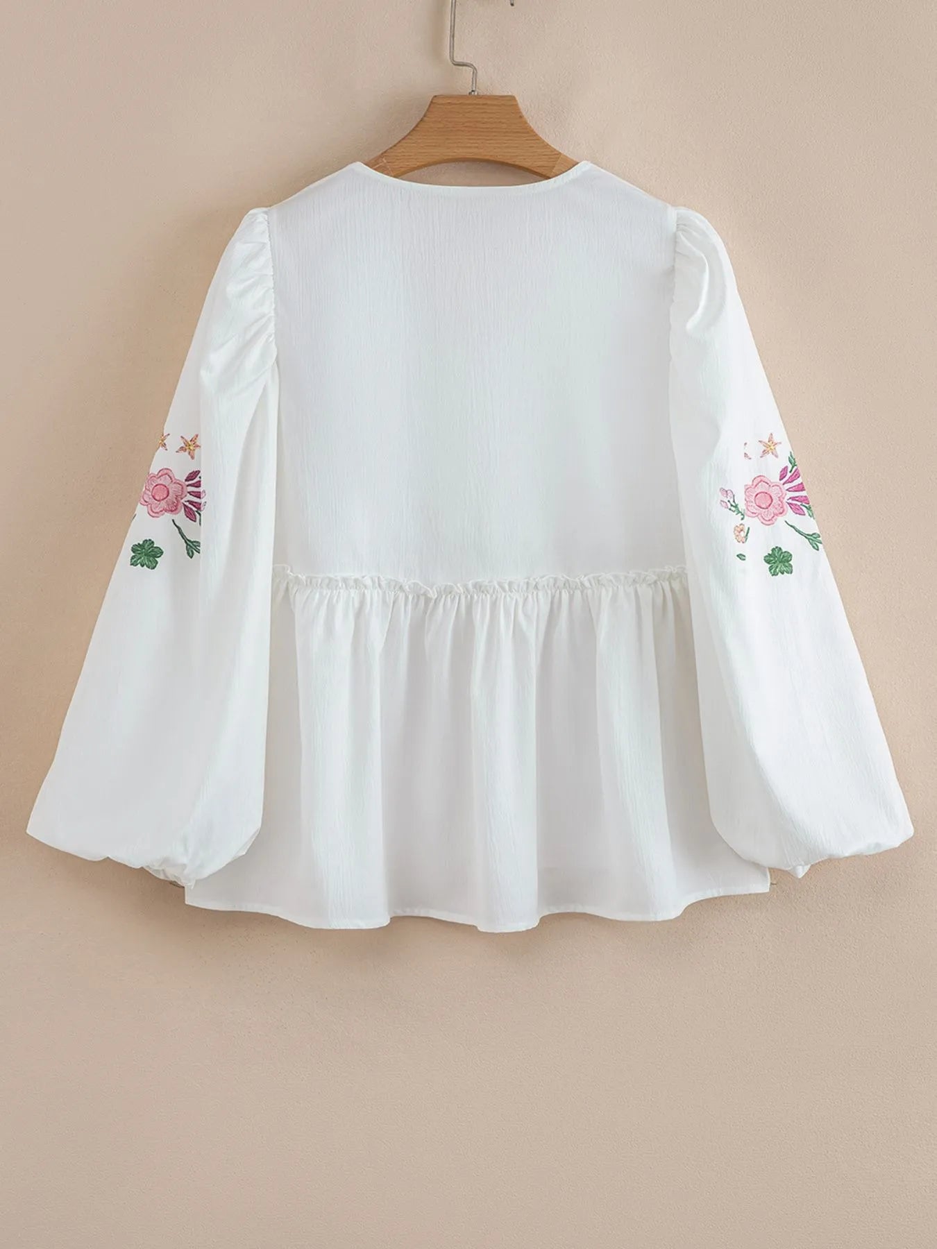 Flower V Neck Babydoll Blouse