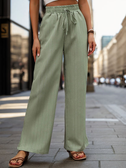 Perfee High Waist Wide Leg Pants Sage