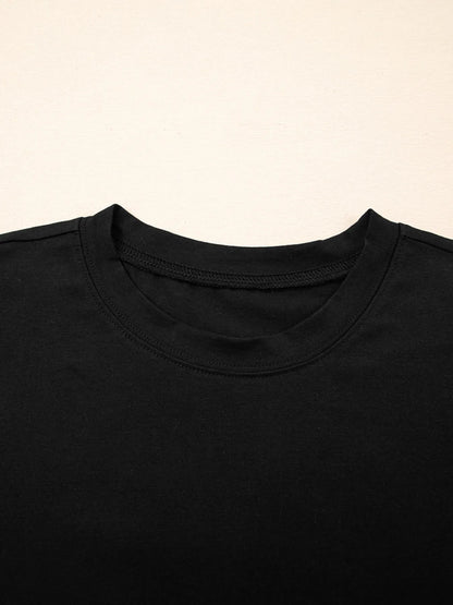 Ruffled Crew Neck Slim Fit Top