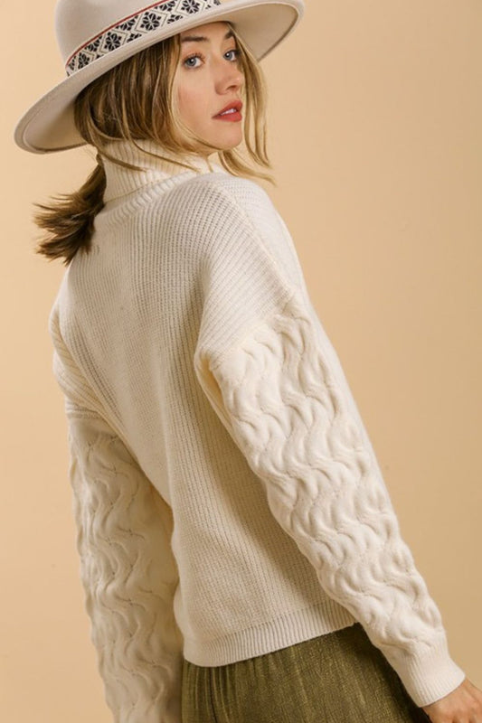 Umgee Full Size Turtle Neck Long Sleeve Sweater Plus Size