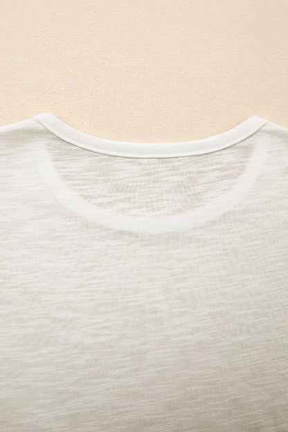 Ruffled Round Neck Cap Sleeve Blouse