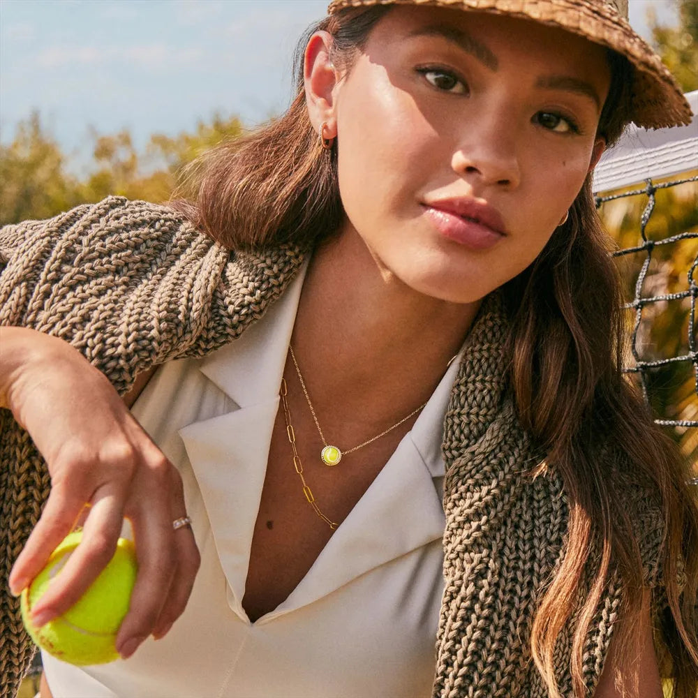 Sporty Element Resin Necklace Tennis Gold One Size