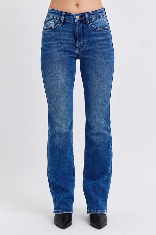 Judy Blue Full Size Run Mid-Rise Bootcut Jeans with Thermal Lining Dark